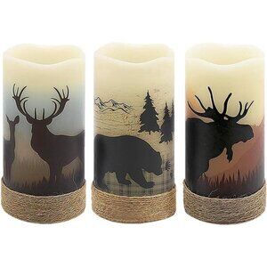 Flameless Flickering Led Candles with Hemp Rope & 6H Timer,Battery Operated Set